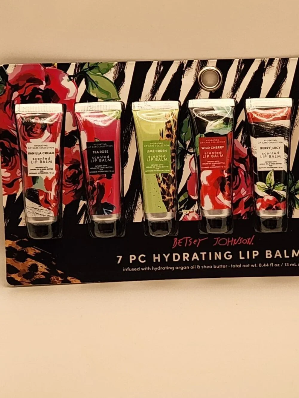 Betsey Johnson seven piece hydrating Lip Balms NIP